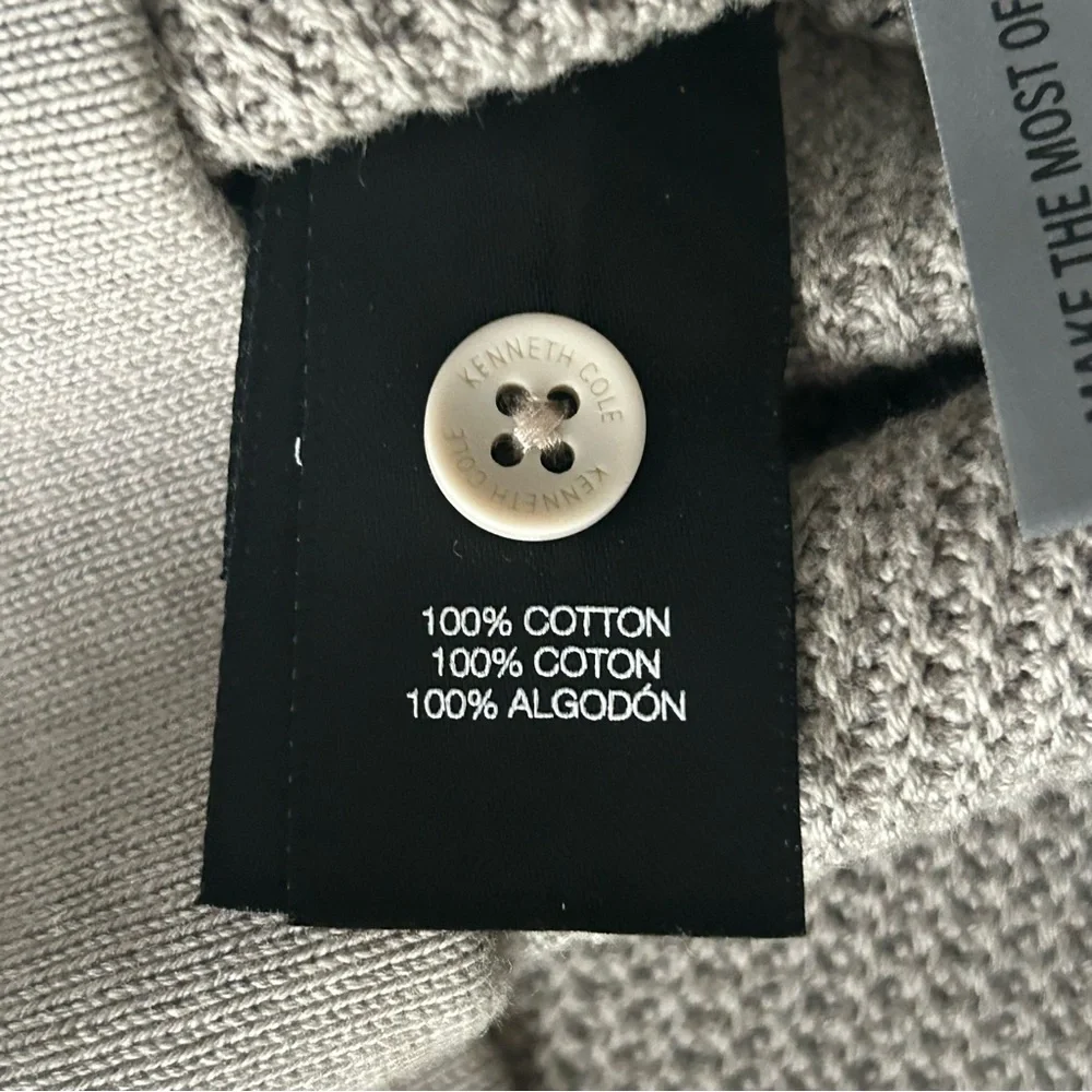 NEW Kenneth‎ Cole Tan Dip-Dyed 100% Cotton Hooded Waffle Long Sleeve Sweater